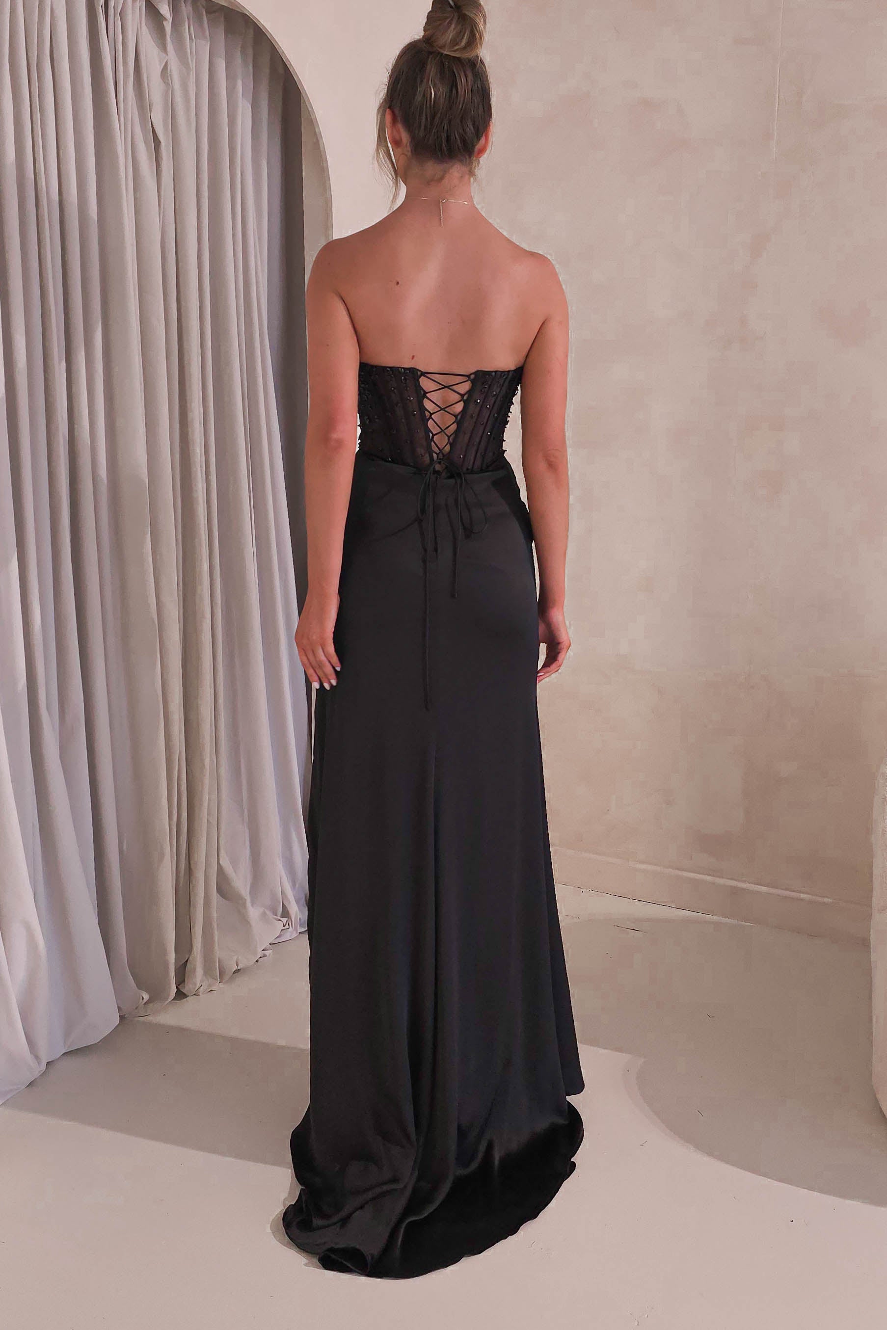 Theodora Strapless Embellished Gown | Black | Debs & Prom | Formal Gown | Oh Hello Clothing