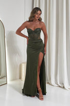 Oh Hello Clothing Debs & Prom Dresses 1*Done-Theodora Strapless Embellished Gown | olive