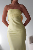 Oh Hello Clothing Dresses > Prom Dresses Therese Bow Detail Satin Maxi Dress | Yellow