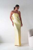 Oh Hello Clothing Dresses > Prom Dresses Therese Bow Detail Satin Maxi Dress | Yellow