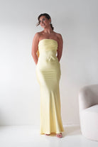 Oh Hello Clothing Dresses > Prom Dresses Therese Bow Detail Satin Maxi Dress | Yellow