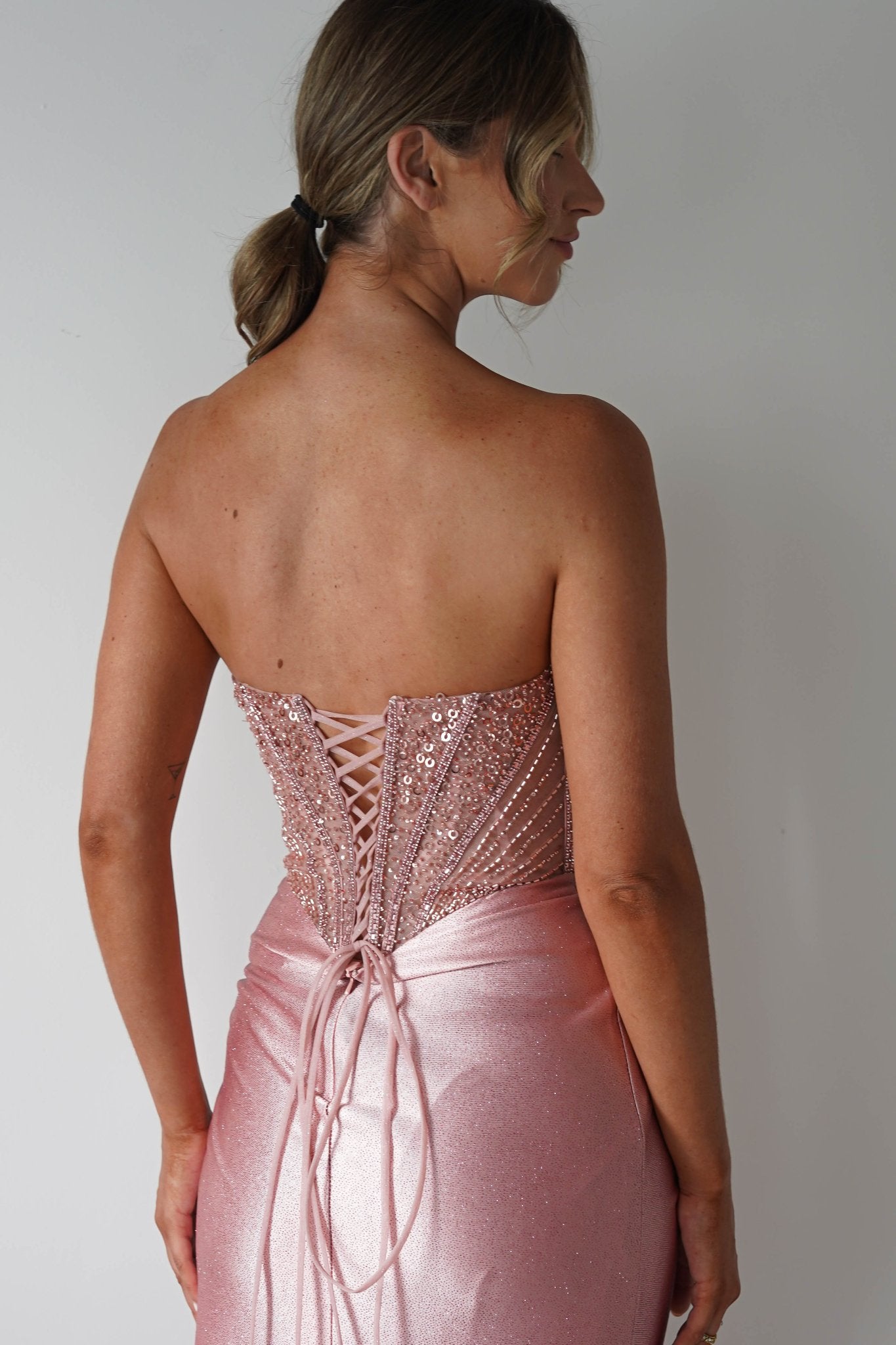 Tiarna Embellished Glitter Gown | Dusty Pink | Debs & Prom | Formal Gown | Oh Hello Clothing