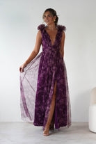 Valentina Tulle Floral Maxi Dress Plum | Wedding Guest Dress | Maxi | Oh Hello Clothing