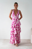 Varana Floral Ruffle Maxi Dress Pink | Wedding Guest Dress | Maxi | Oh Hello Clothing