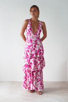 Varana Floral Ruffle Maxi Dress Pink | Wedding Guest Dress | Maxi | Oh Hello Clothing