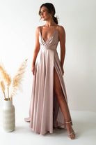 Velia Satin Maxi Gown | Champagne | Debs & Prom | Formal Gown | Oh Hello Clothing