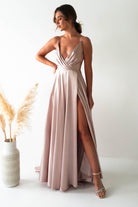 Velia Satin Maxi Gown | Champagne | Debs & Prom | Formal Gown | Oh Hello Clothing