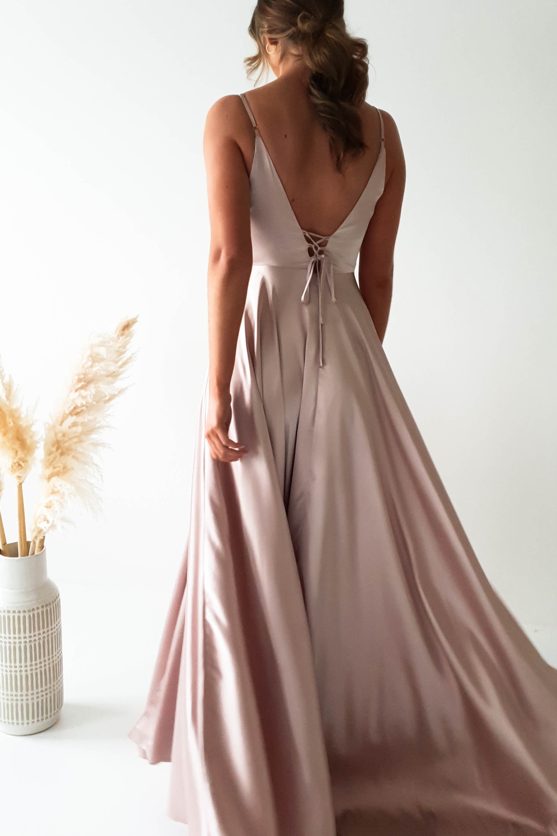 Velia Satin Maxi Gown | Champagne | Debs & Prom | Formal Gown | Oh Hello Clothing