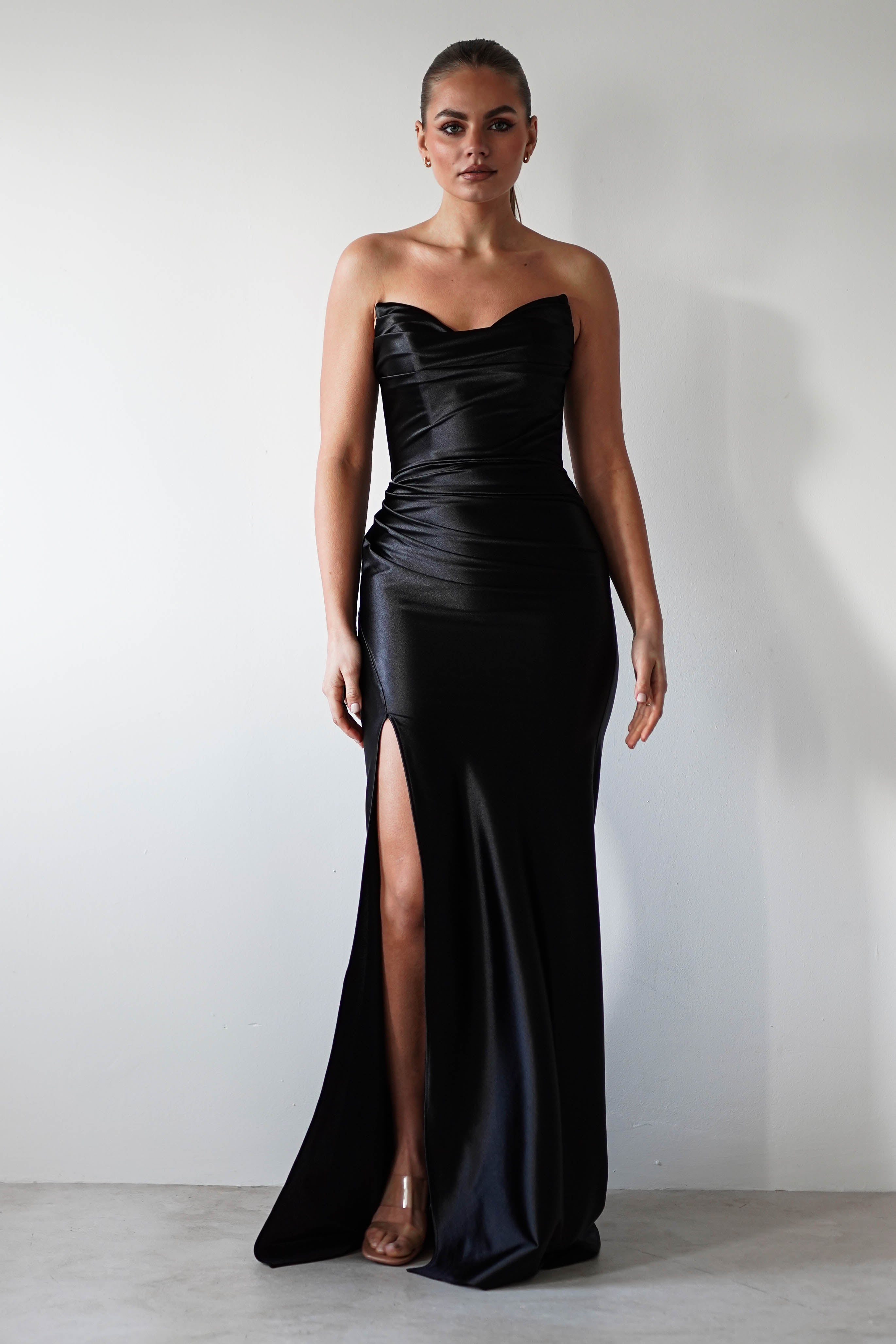 Venice Strapless Bodycon Gown | Black | Debs & Prom | Formal Gown | Oh Hello Clothing