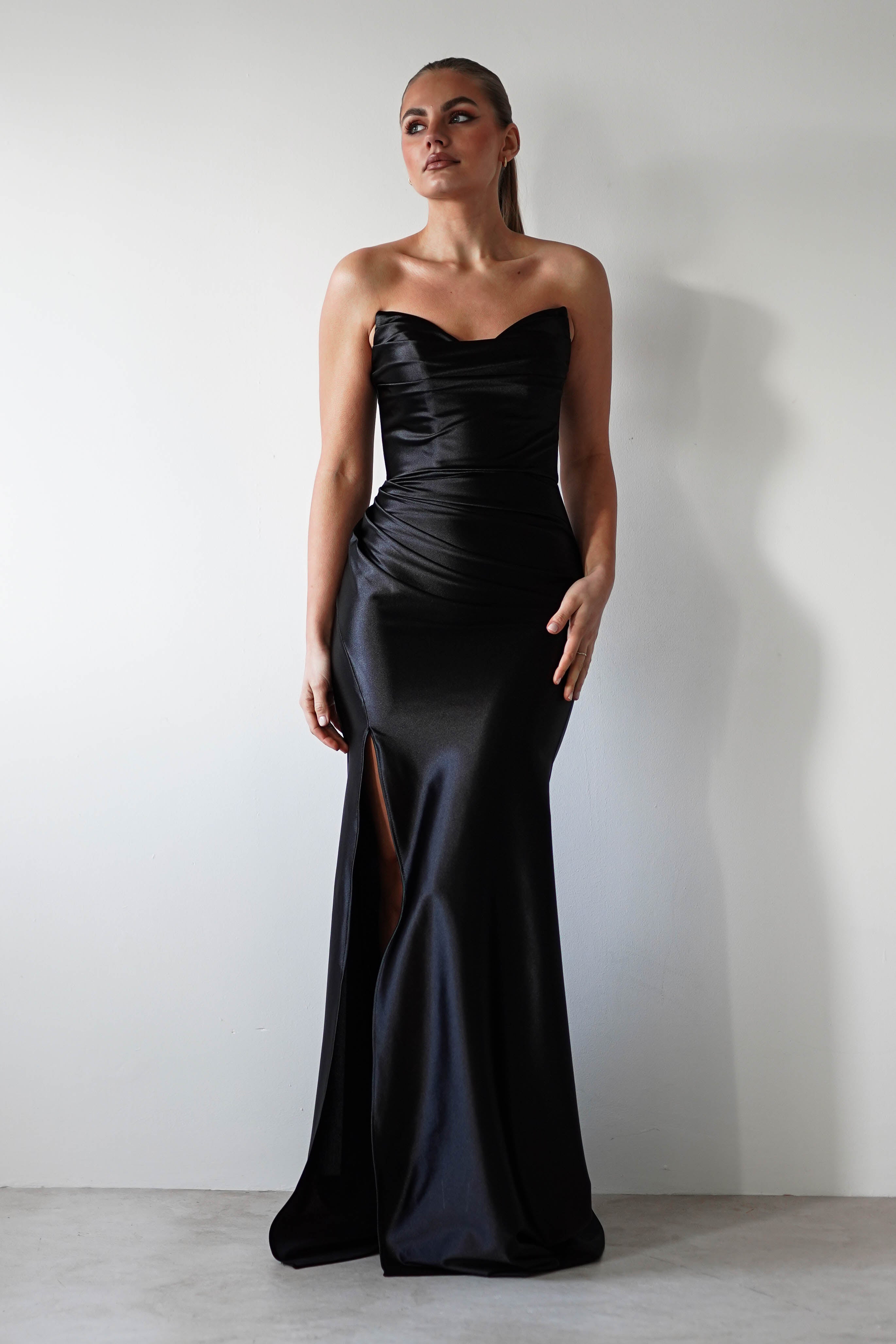 Venice Strapless Bodycon Gown | Black | Debs & Prom | Formal Gown | Oh Hello Clothing