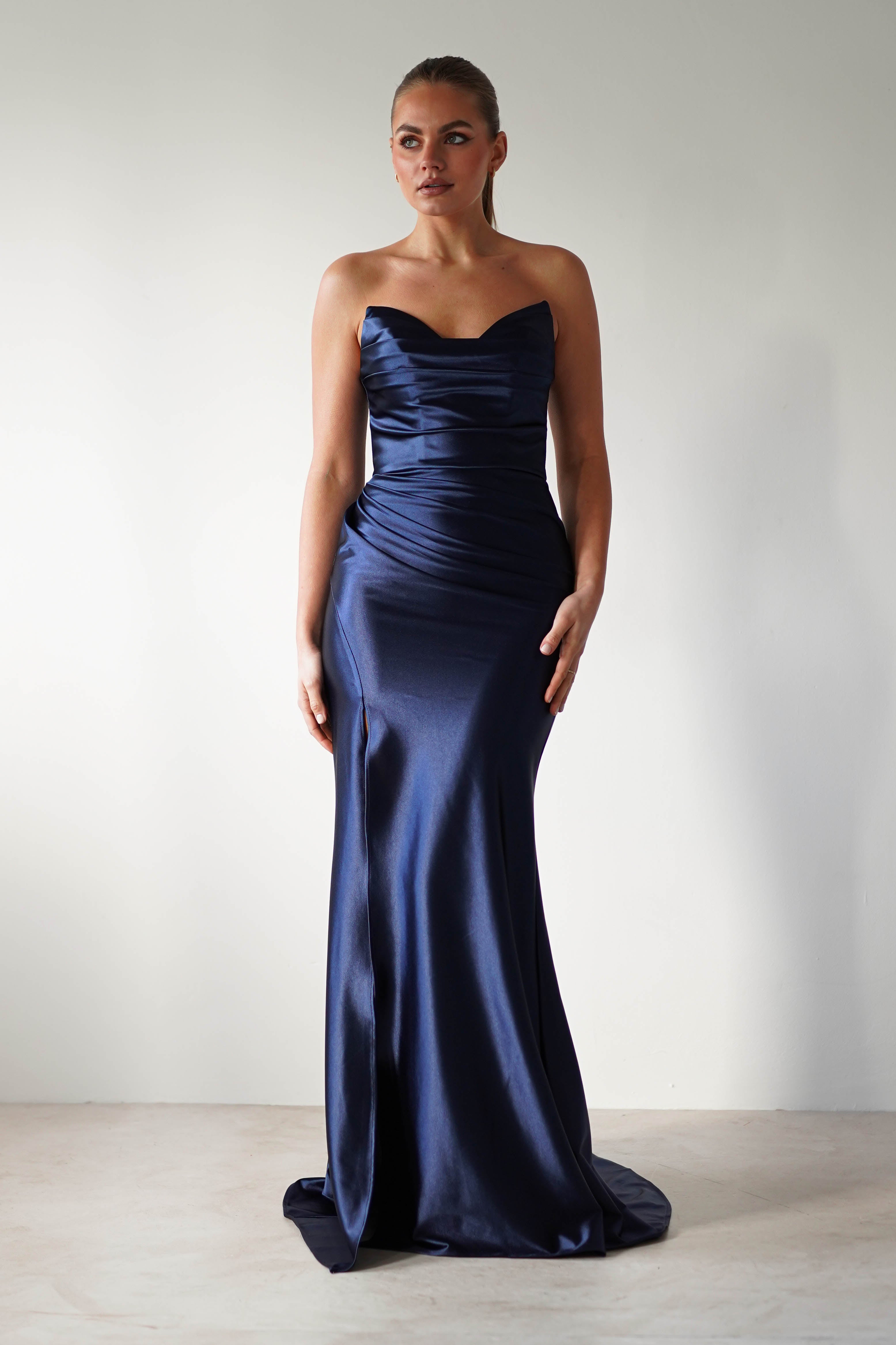 Venice Strapless Bodycon Gown | Navy | Debs & Prom | Formal Gown | Oh Hello Clothing