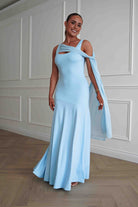 Oh Hello Clothing Dresses > Prom Dresses Veronika Asymmetric Drape Detail Maxi Dress | Blue