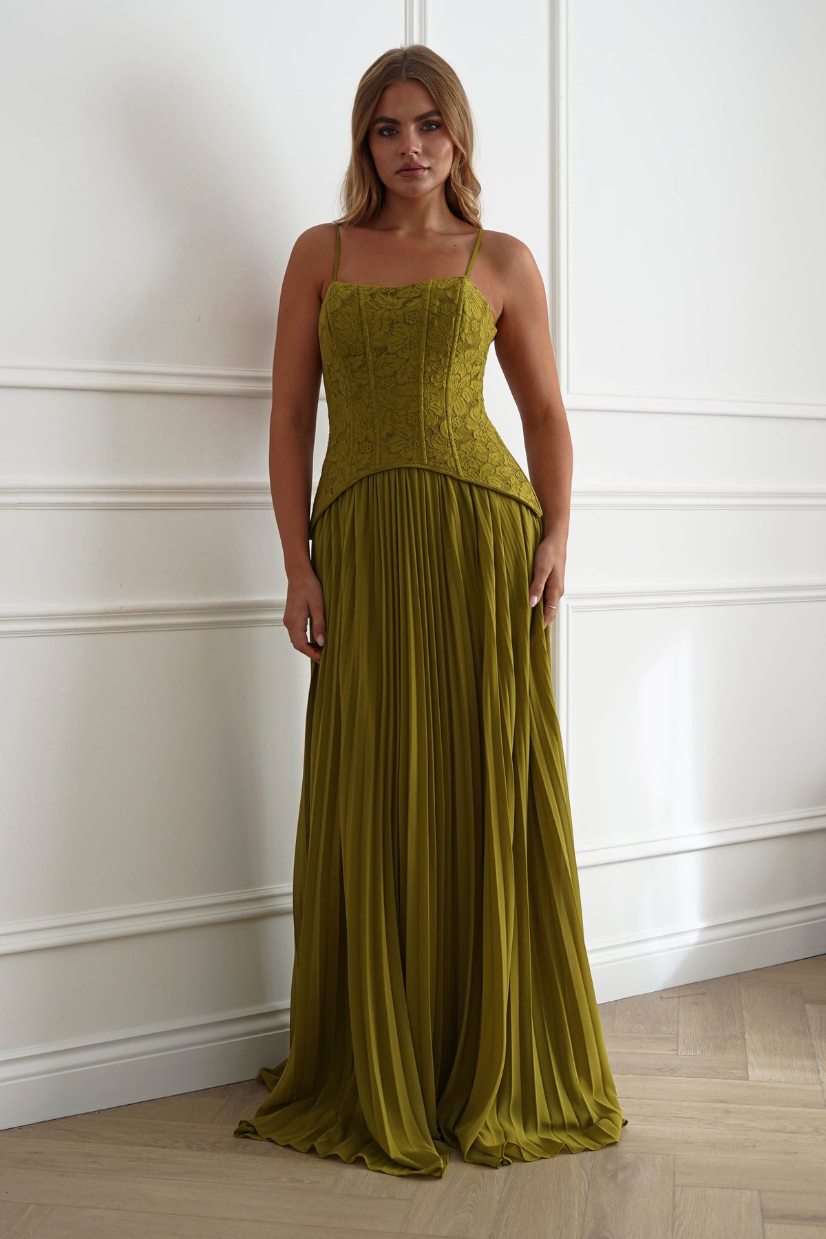 Oh Hello Clothing Women > Clothing > Dresses Victoria Dropped Peplum Maxi Dress | Olive Green