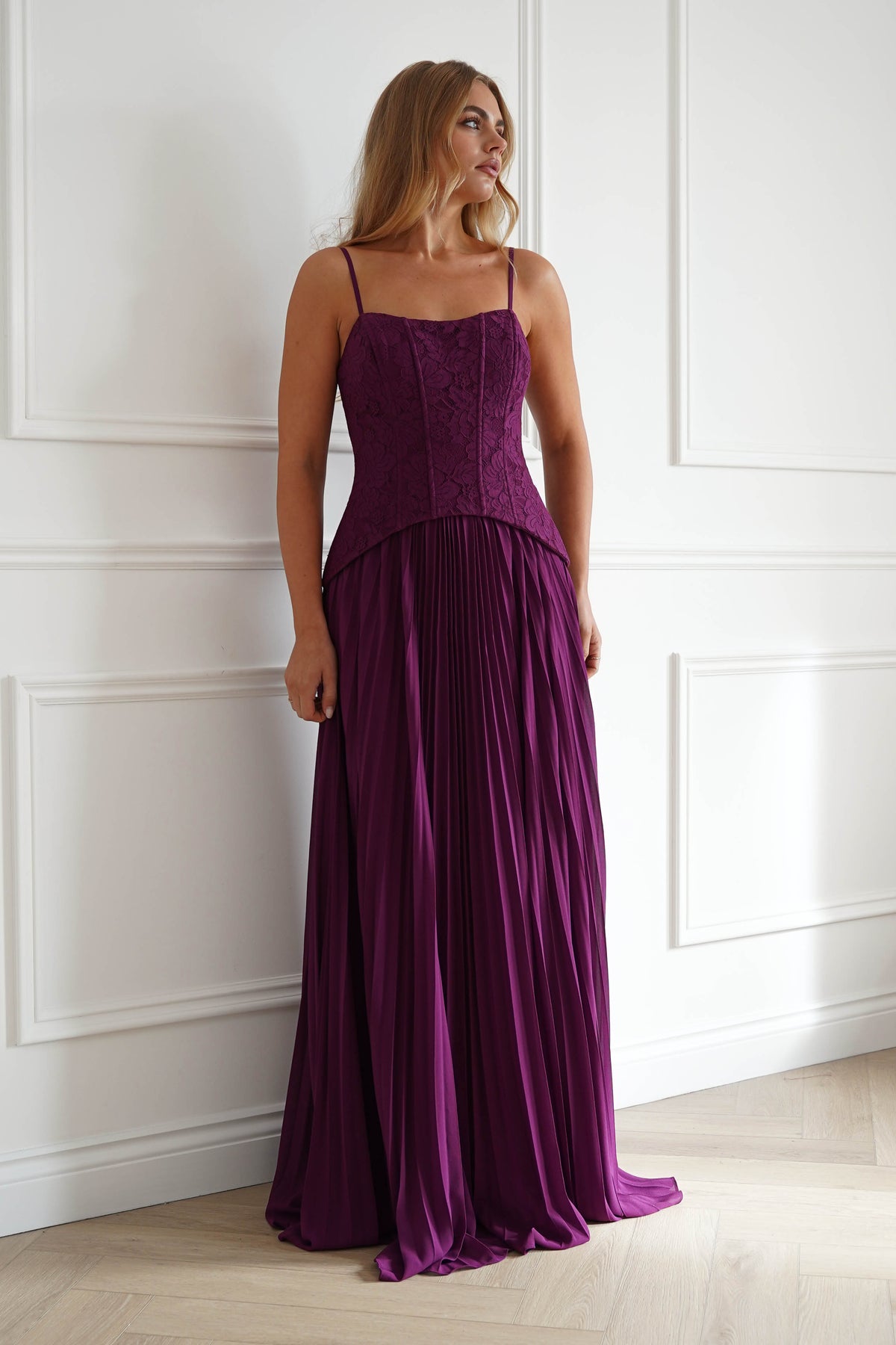 Oh Hello Clothing Women > Clothing > Dresses Victoria Dropped Peplum Maxi Dress | Plum