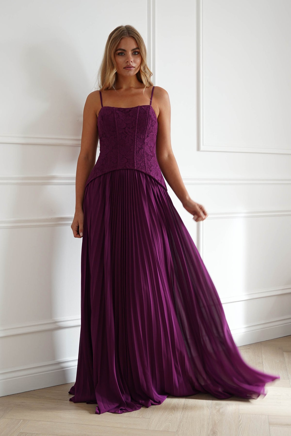 Oh Hello Clothing Women > Clothing > Dresses Victoria Dropped Peplum Maxi Dress | Plum