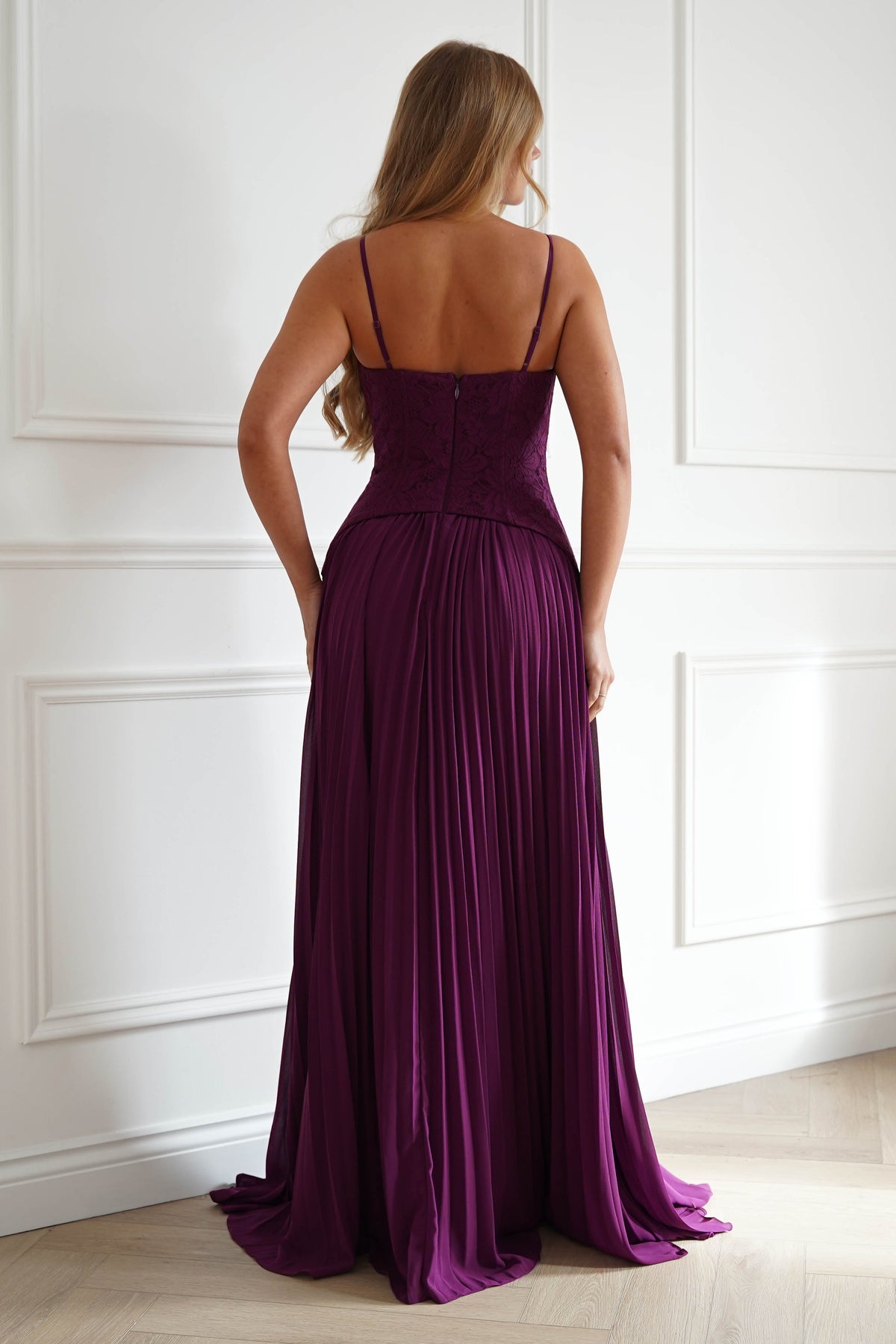 Oh Hello Clothing Women > Clothing > Dresses Victoria Dropped Peplum Maxi Dress | Plum