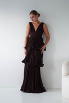 Oh Hello Clothing Women > Clothing > Dresses Vina Tiered Pleated Layered Maxi Dress | Chocolate