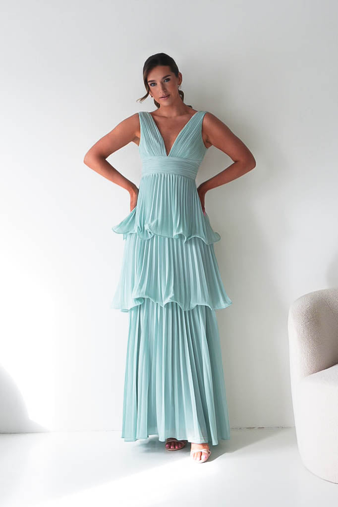 Oh Hello Clothing Women > Clothing > Dresses Vina Tiered Pleated Layered Maxi Dress | Mint