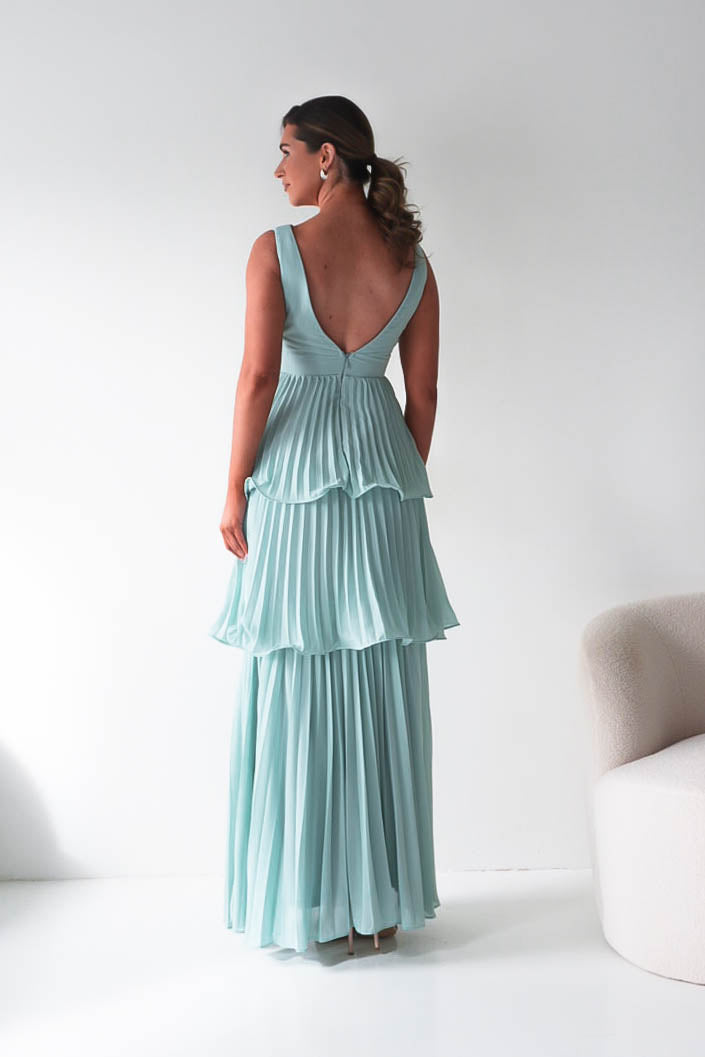 Oh Hello Clothing Women > Clothing > Dresses Vina Tiered Pleated Layered Maxi Dress | Mint