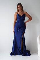 Oh Hello Clothing Dresses > Prom Dresses Visenta Ruched Bodice Strapless Gown | Navy