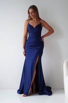 Oh Hello Clothing Dresses > Prom Dresses Visenta Ruched Bodice Strapless Gown | Navy