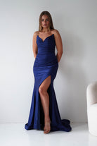 Oh Hello Clothing Dresses > Prom Dresses Visenta Ruched Bodice Strapless Gown | Navy