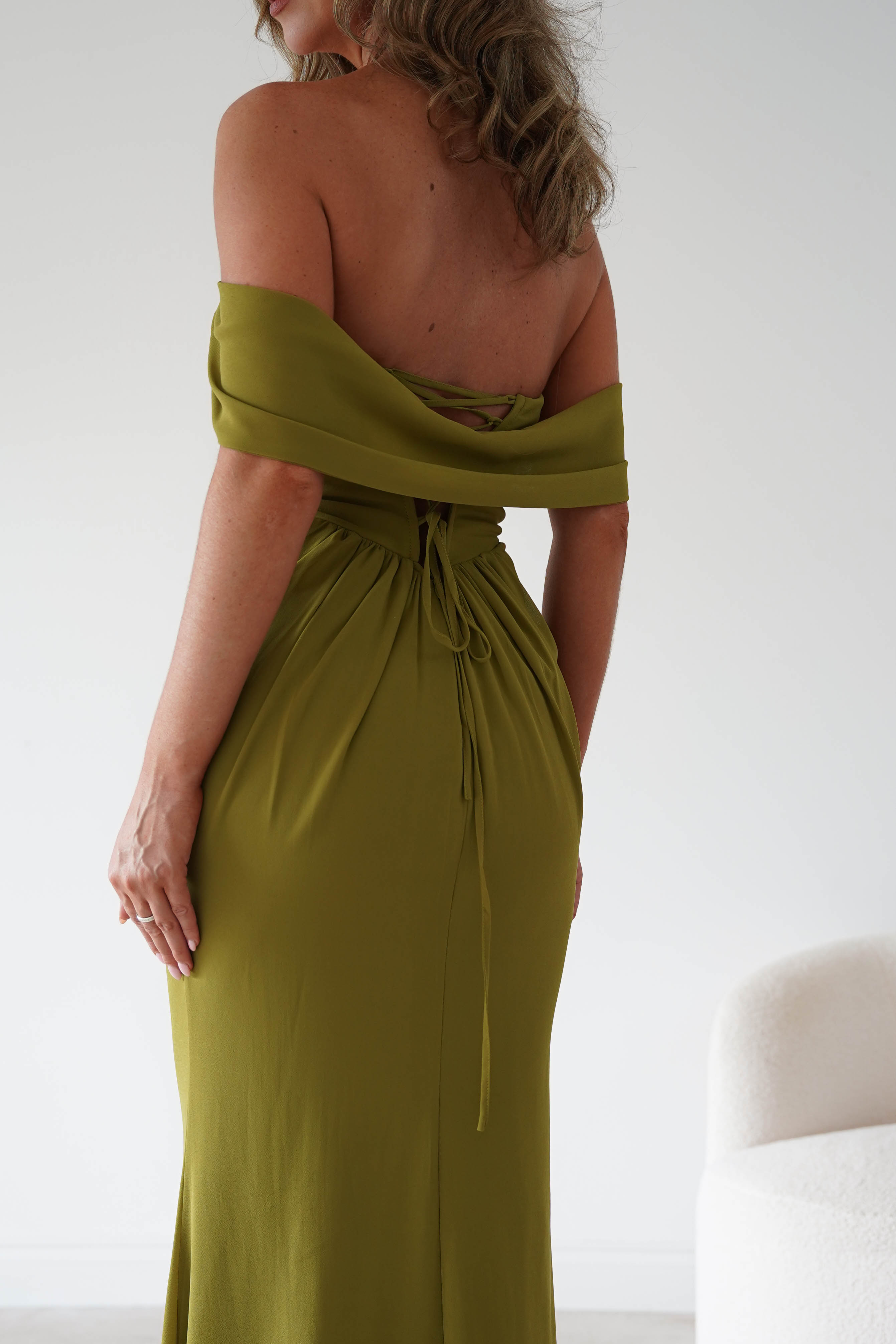 Oh Hello Clothing Women > Clothing > Dresses Willow Bardot Draped Maxi Dress | Chartreuse Green