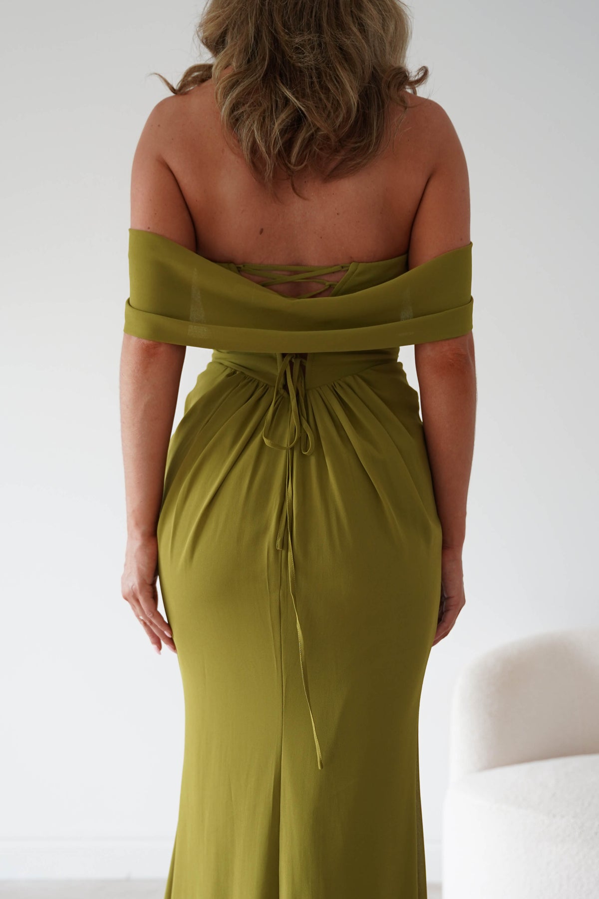 Oh Hello Clothing Women > Clothing > Dresses Willow Bardot Draped Maxi Dress | Chartreuse Green