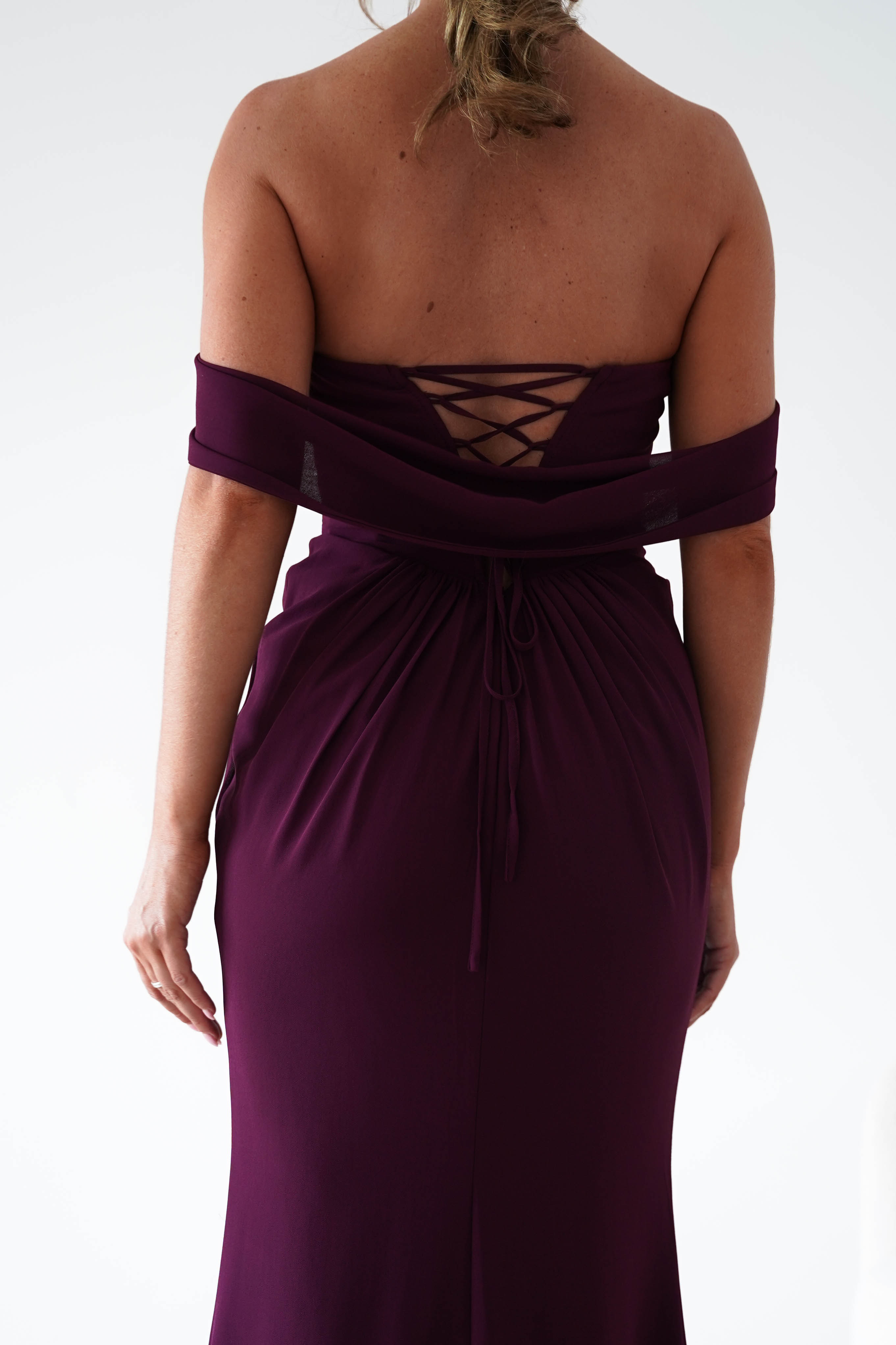 Oh Hello Clothing Women > Clothing > Dresses Willow Bardot Draped Maxi Dress | Wine