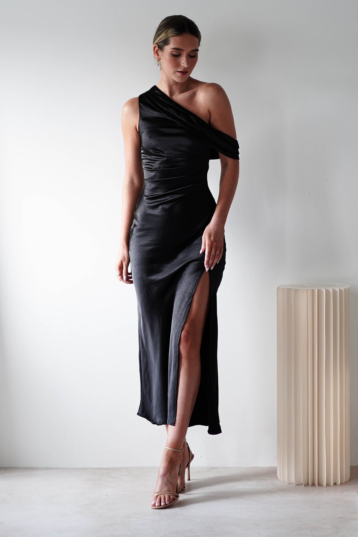 Zeila Soft Satin Maxi Dress | Black | Oh Hello Clothing