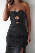 Zohra Cut Out Strapless Rhinestone Gown | Black | Debs & Prom | Formal Gown | Oh Hello Clothing