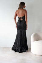 Zohra Cut Out Strapless Rhinestone Gown | Black | Debs & Prom | Formal Gown | Oh Hello Clothing