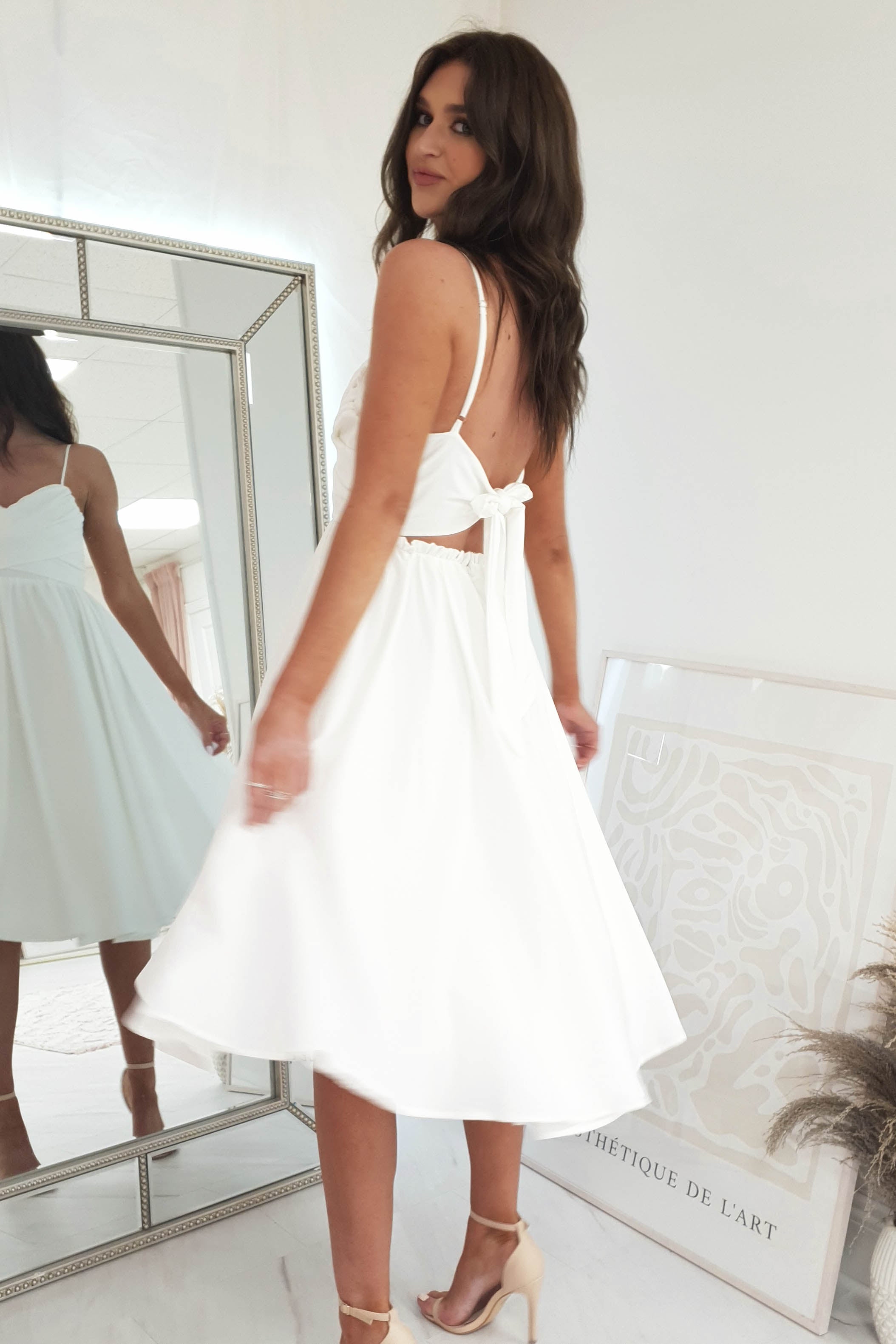 Erinna Skater Midi Dress | White | Graduation | Bride To Be Hen Dress | Oh Hello Clothing