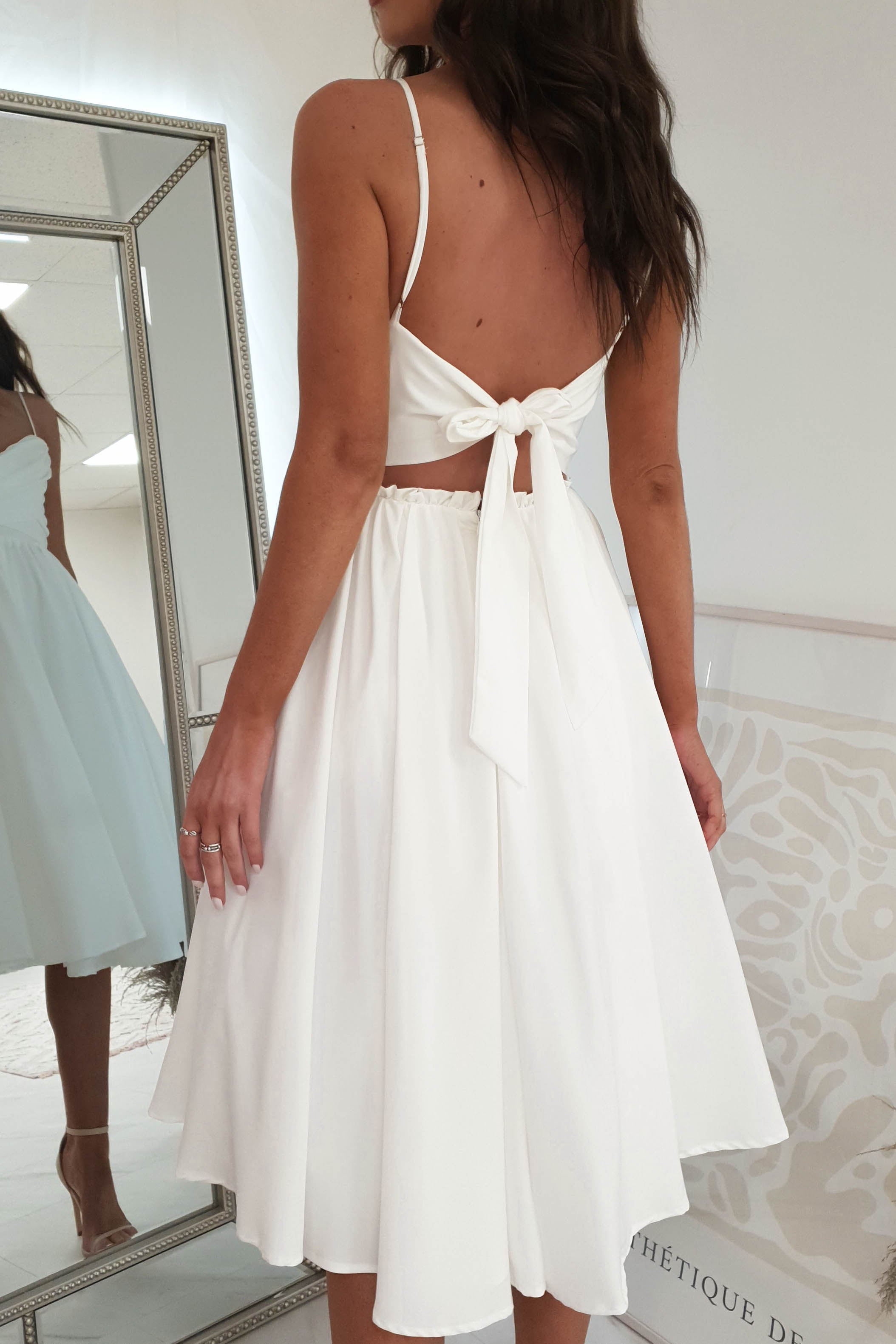 Erinna Skater Midi Dress | White | Graduation | Bride To Be Hen Dress | Oh Hello Clothing