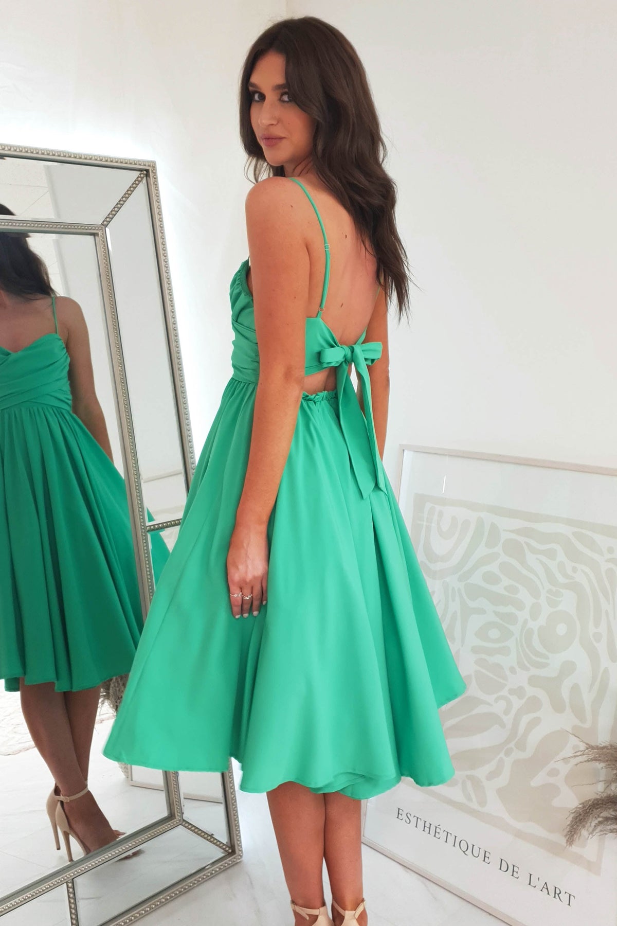 *DONE Erinna Skater Midi Dress | Green-Oh Hello Clothing