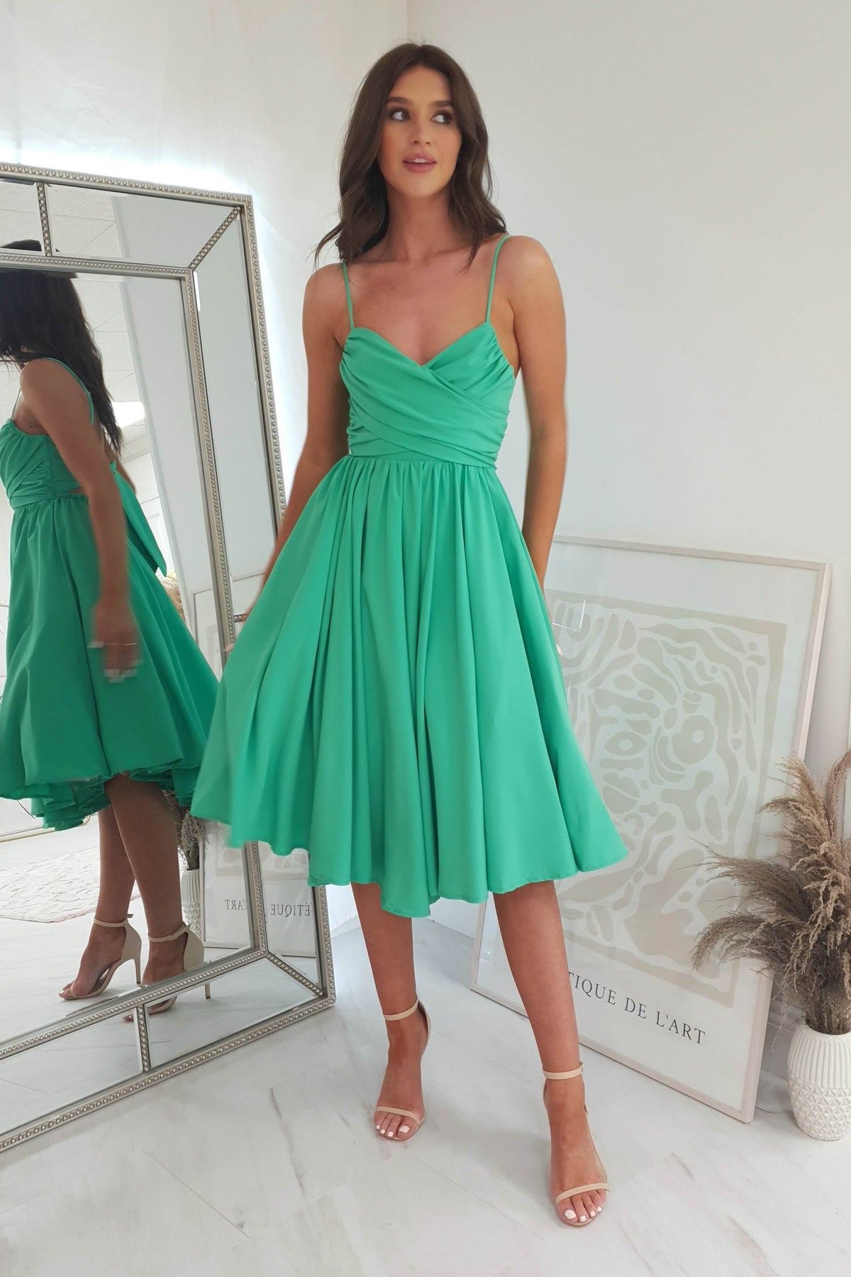*DONE Erinna Skater Midi Dress | Green-Oh Hello Clothing