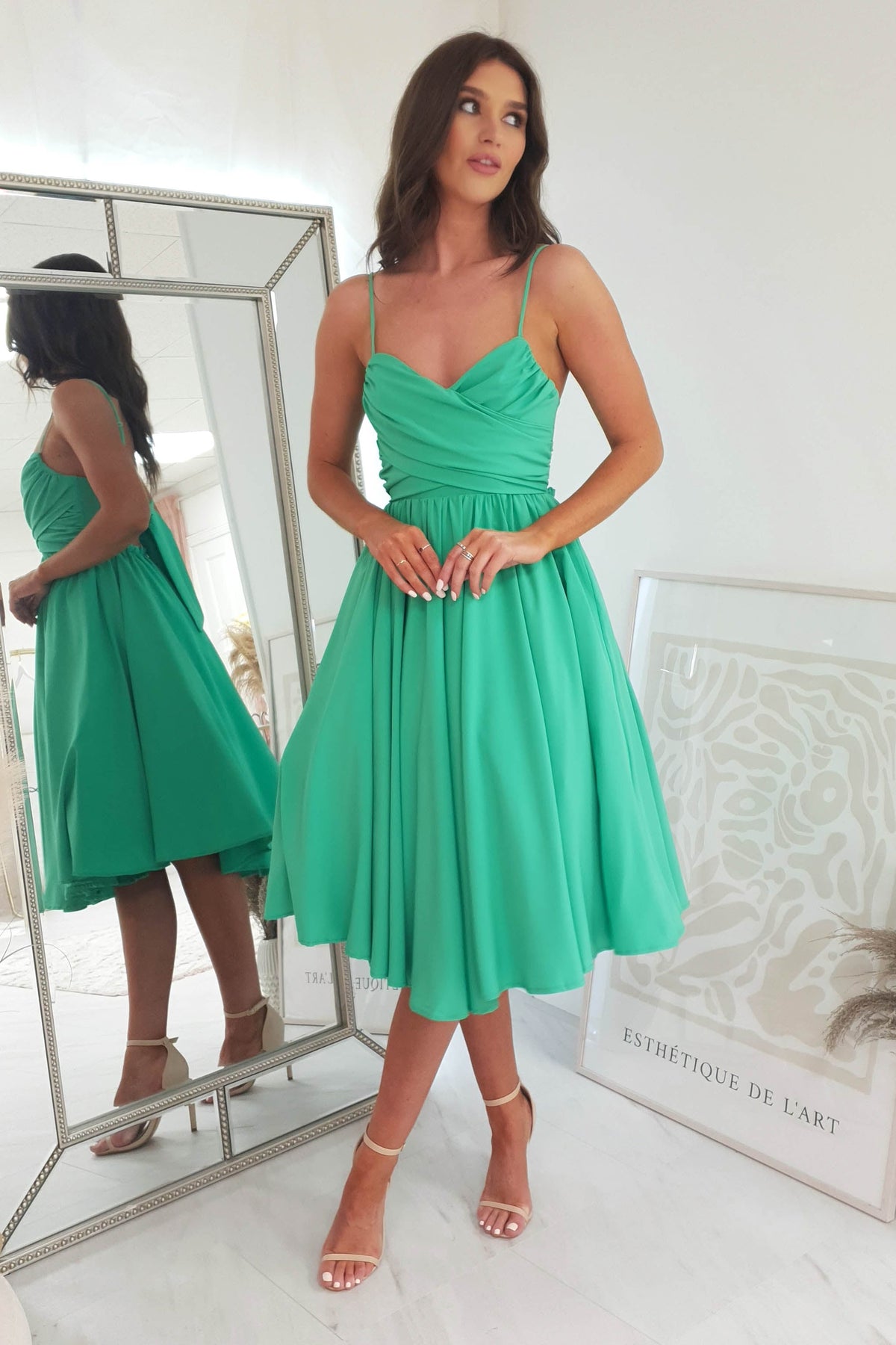 *DONE Erinna Skater Midi Dress | Green-Oh Hello Clothing