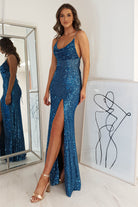 Alamour Sequin Luxe Gown | Lapis Blue | Debs & Prom | Formal Gown | Oh Hello Clothing