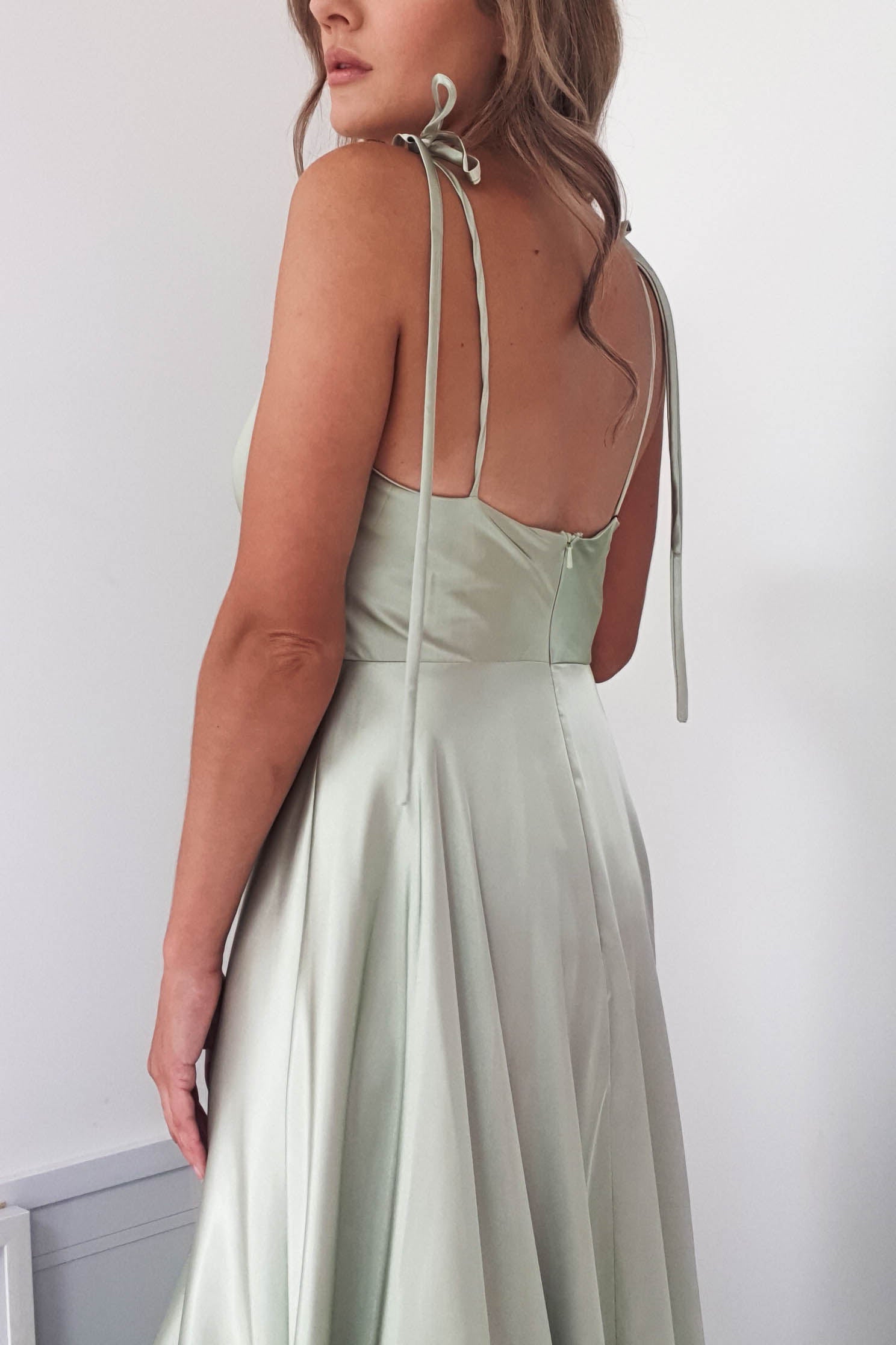Anna Cowl Neckline Gown | Sage | Debs & Prom | Formal Gown | Oh Hello Clothing