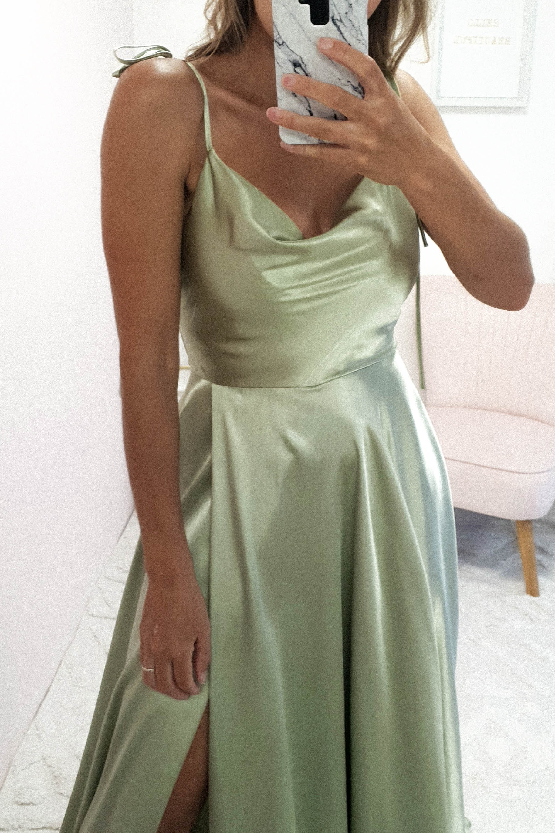 Anna Cowl Neckline Gown | Sage | Debs & Prom | Formal Gown | Oh Hello Clothing