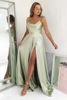 Anna Cowl Neckline Gown | Sage | Debs & Prom | Formal Gown | Oh Hello Clothing