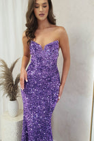 Katri Sequin Strapless Gown | Lavendar | Debs & Prom | Formal Gown | Oh Hello Clothing