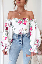 Shani Mixed Print Off-Shoulder Bodysuit | Oh Hello Clothing | Oh Hello Clothing