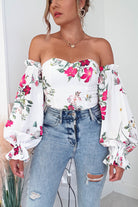 Shani Mixed Print Off-Shoulder Bodysuit | Oh Hello Clothing | Oh Hello Clothing