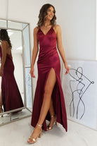 Simone Satin Gown | Burgundy | Debs & Prom | Formal Gown | Oh Hello Clothing